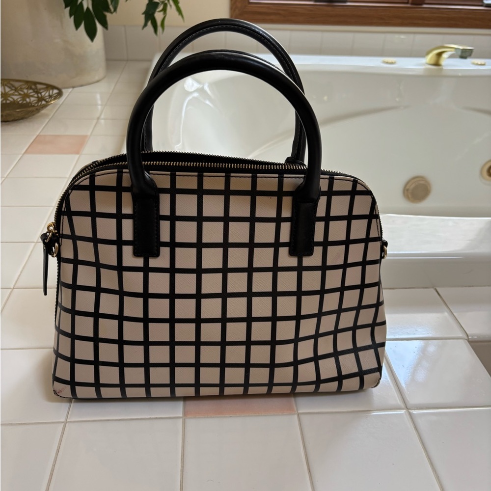 Kate Spade Black and Cream Grid Satchel - Picture 4 of 5